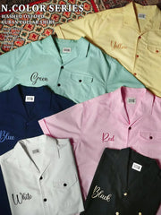 半袖キューバシャツ、胸ポケット付き