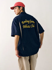 刺繍バンブーテクスチャボウリングシャツ