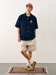 刺繍バンブーテクスチャボウリングシャツ