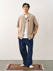 刺繍バンブーテクスチャボウリングシャツ