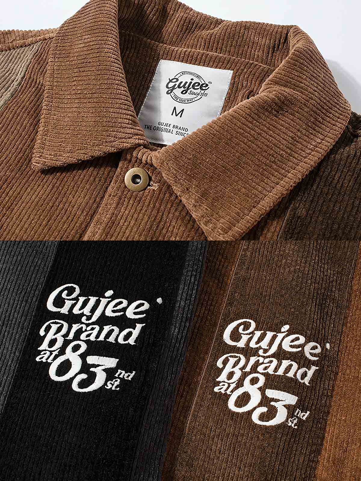 製品画像
パッチワークコーデュロイ襟付きジャケット、グラデーションカラーのパッチワークと胸元の刺繍ディテール、両サイドのポケットで実用性が増し、厚手の内側で秋冬に最適な暖かさを提供するジャケット
詳細画像
グラデーションパッチワークと刺繍ディテール、襟付きデザインで寒風を防ぐ、厚手の素材を使用した内側、冬の必需アイテムとして最適なデザイン