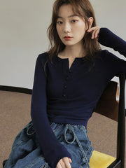 メランジスリムフィット長袖シャツ