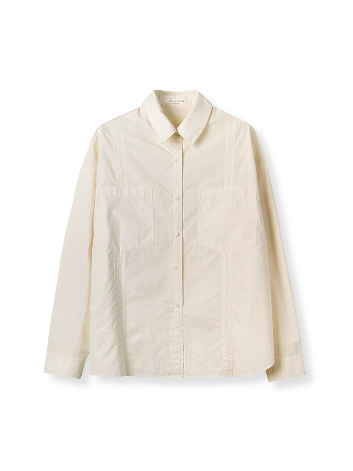 製品画像: ライトベージュリラックスカジュアルシャツ正面図