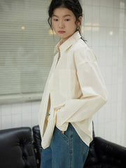 ライトベージュリラックスカジュアルシャツ