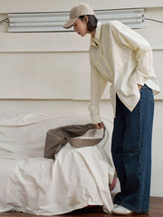 ライトベージュリラックスカジュアルシャツ