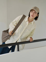 ライトベージュリラックスカジュアルシャツ