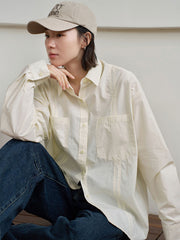 ライトベージュリラックスカジュアルシャツ