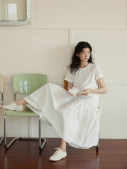 高腰ダブルレイヤーロングスカート