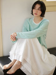 高腰ダブルレイヤーロングスカート