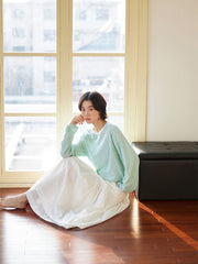 高腰ダブルレイヤーロングスカート