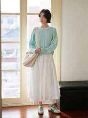 高腰ダブルレイヤーロングスカート