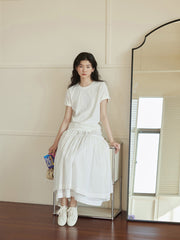 高腰ダブルレイヤーロングスカート