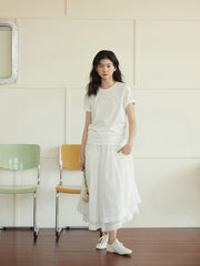 高腰ダブルレイヤーロングスカート