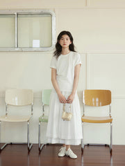 高腰ダブルレイヤーロングスカート