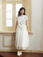 高腰ダブルレイヤーロングスカート