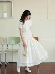 高腰ダブルレイヤーロングスカート