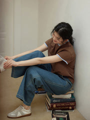 レトロショートスリーブ配色Tシャツ