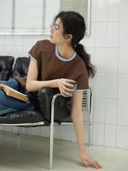 レトロショートスリーブ配色Tシャツ