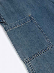 詳細画像: レトロデザイン高腰デニムパンツのディテール図