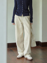 レトロアイボリーハイウエストストレートデニム