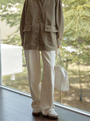 レトロアイボリーハイウエストストレートデニム