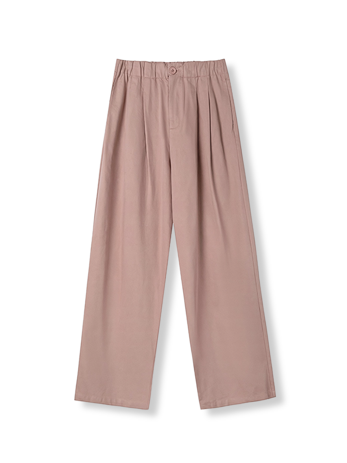 製品画像: ハイウエストミストピンクワイドレッグロングパンツの全身展示図。