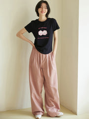 ハイウエストワイドレッグロングパンツ