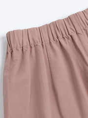 詳細画像: ハイウエストミストピンクワイドレッグロングパンツの詳細図。