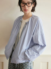 防晒長袖シフォンシャツ+ハイウエストドローストリングワイドレッグショートパンツ