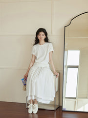 刺繍花柄ショートスリーブTシャツ