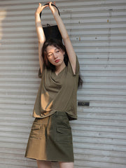 ヴィンテージブラウンデニムミニスカート