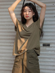 ヴィンテージブラウンデニムミニスカート