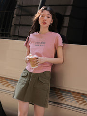 ヴィンテージブラウンデニムミニスカート