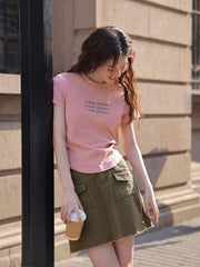 ヴィンテージブラウンデニムミニスカート