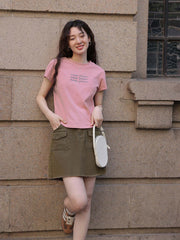 ヴィンテージブラウンデニムミニスカート