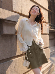 ヴィンテージブラウンデニムミニスカート