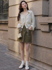 ヴィンテージブラウンデニムミニスカート