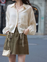 ヴィンテージブラウンデニムミニスカート