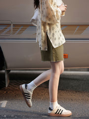 ヴィンテージブラウンデニムミニスカート