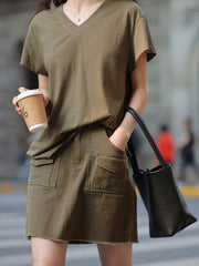 ヴィンテージブラウンデニムミニスカート