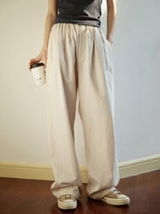 ライトベージュ ワイドレッグパンツ
