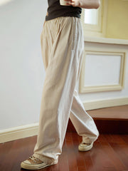 ライトベージュ ワイドレッグパンツ