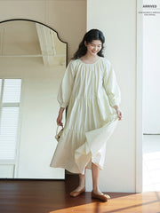 ミルクグリーンパフスリーブドレス