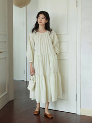 ミルクグリーンパフスリーブドレス