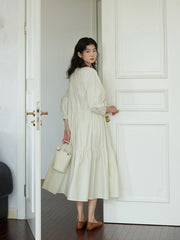ミルクグリーンパフスリーブドレス