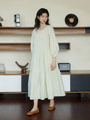 ミルクグリーンパフスリーブドレス