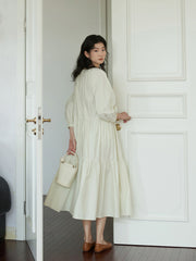 ミルクグリーンパフスリーブドレス