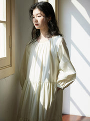 ミルクグリーンパフスリーブドレス