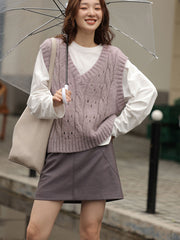 ヴィンテージハイウエストPUレザーミニスカート