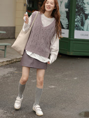 ヴィンテージハイウエストPUレザーミニスカート